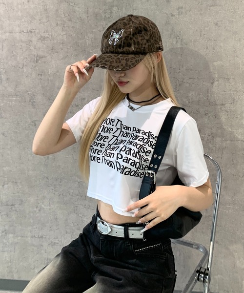 lilful（リルフル）の「バタフライリボンモチーフ ラインストーン レオパード柄キャップ（キャップ・レディース・ベージュ/ブラウン/グレー・F）」の4枚目の写真