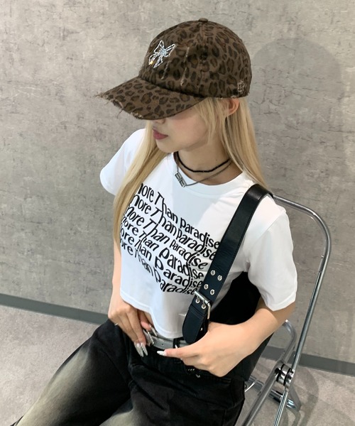 lilful（リルフル）の「バタフライリボンモチーフ ラインストーン レオパード柄キャップ（キャップ・レディース・ベージュ/ブラウン/グレー・F）」の6枚目の写真