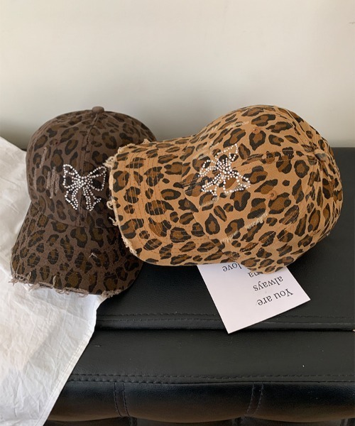 lilful（リルフル）の「バタフライリボンモチーフ ラインストーン レオパード柄キャップ（キャップ・レディース・ベージュ/ブラウン/グレー・F）」の22枚目の写真
