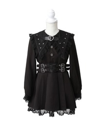 DearMyLove | クモレース角襟ベルトレースアップワンピース(ワンピース)