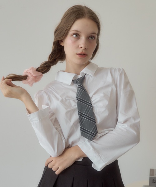 Birthday room(バースデイルーム)の「ネクタイ付きシャツ/shirt with tie(シャツ/ブラウス・レディース・ライトブルー/ホワイト・FREE)」の3枚目の写真