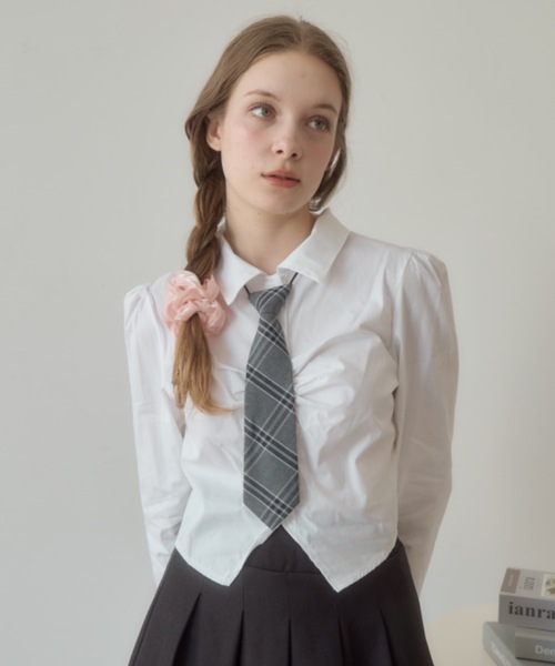 Birthday room(バースデイルーム)の「ネクタイ付きシャツ/shirt with tie(シャツ/ブラウス・レディース・ライトブルー/ホワイト・FREE)」の5枚目の写真