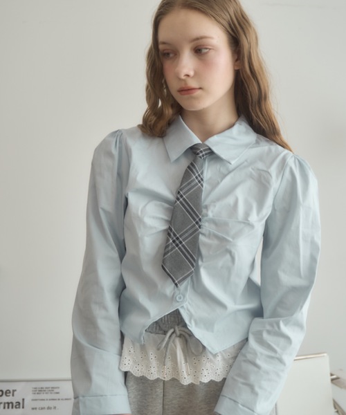 Birthday room(バースデイルーム)の「ネクタイ付きシャツ/shirt with tie(シャツ/ブラウス・レディース・ライトブルー/ホワイト・FREE)」の15枚目の写真