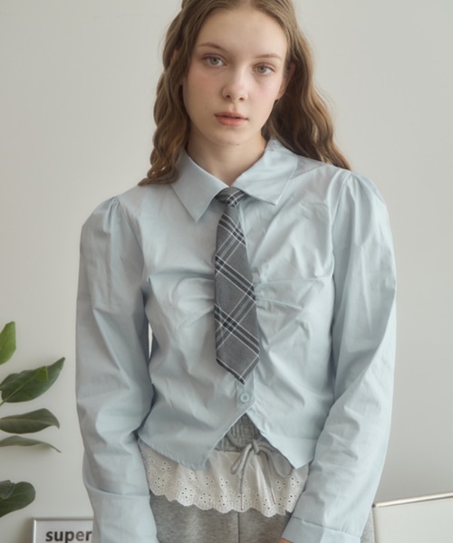Birthday room(バースデイルーム)の「ネクタイ付きシャツ/shirt with tie(シャツ/ブラウス・レディース・ライトブルー/ホワイト・FREE)」の16枚目の写真