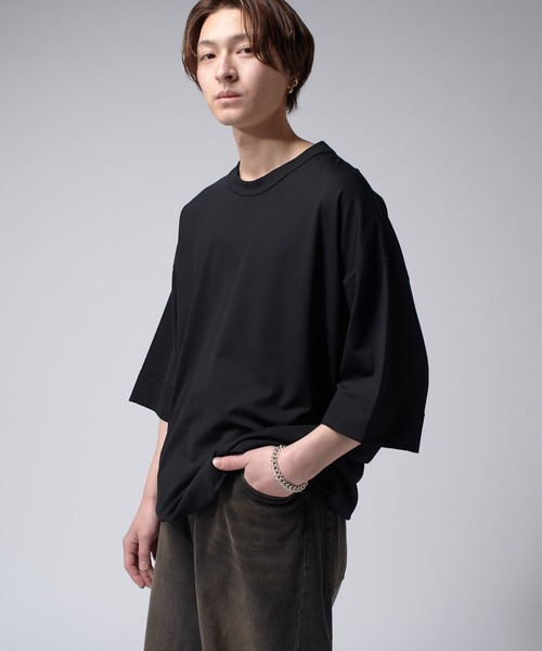 Lui'sブラック ロゴ入り 半袖Tシャツ ITTI tシャツ デザインポケ半袖T exclusive for Lui's メンズ