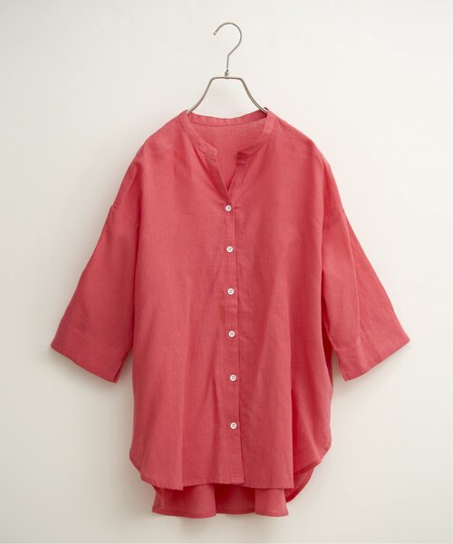 LBC(エルビーシー)の「【二の腕カバー★ シワになりにくい】リネンコットン5分袖シャツ(シャツ/ブラウス・レディース・ブラウン/ピンク/ダークカーキ・M)」の19枚目の写真