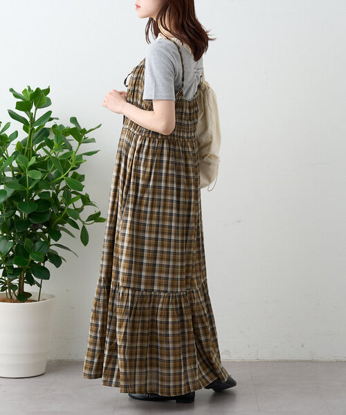w closet(ダブルクローゼット)の「シアーチェックティアードキャミワンピース(ワンピース・レディース・ブラック/ブルー/ブラウン・FREE)」の21枚目の写真
