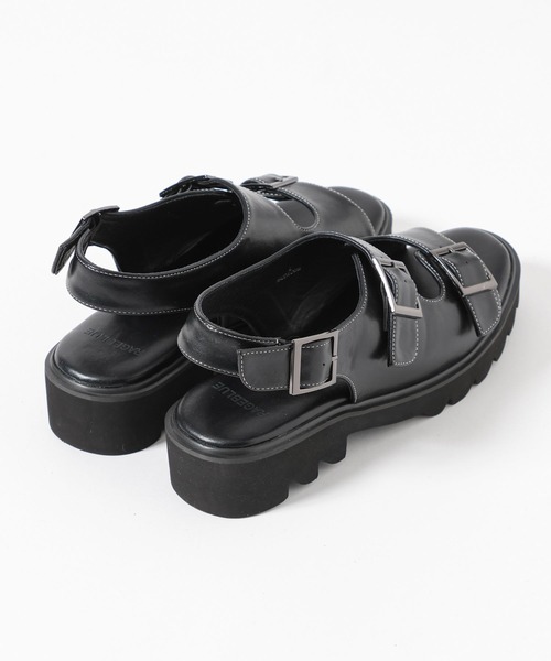 RAGEBLUE（レイジブルー）の「シンセティックレザー/グルカサンダル/ダブルベルトサンダル（サンダル・メンズ・ブラック系その他2/ブラック系その他・MEDIUM/LARGE）」の6枚目の写真