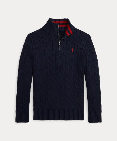 POLO RALPH LAUREN CHILDRENSWEAR(ポロ ラルフ ローレン チルドレンズウェア)の「ケーブルニット コットン クォータージップ セーター(ニット/セーター・キッズ・ネイビー系1・M/S/XL/L)」の5枚目の写真