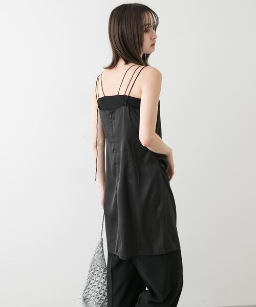 SENSE OF PLACE by URBAN RESEARCH（センスオブプレイスバイアーバンリサーチ）の「サテンタックミニキャミワンピース（ワンピース・レディース・ブラック/オフホワイト・ONE）」の7枚目の写真