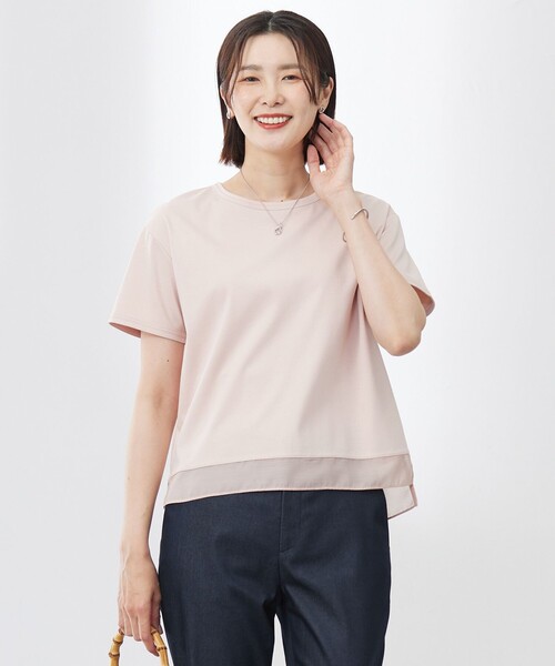 J.PRESS(ジェイプレス)の「【WEB限定カラーあり・洗える】コットンスムース シアーデザイン カットソー(Tシャツ/カットソー・レディース・ライトグレー系/ピンク系/ダークブラウン系/イエロー系/ホワイト系/ピーコックグリーン系/ネイビー系・MEDIUM/LARGE)」の7枚目の写真