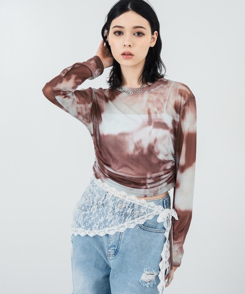 ANAP(アナップ)の「ニュアンス ペイント シアー トップス(Tシャツ/カットソー・レディース・ブラウン/グレー・FREE)」の17枚目の写真