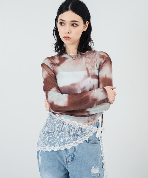 ANAP(アナップ)の「ニュアンス ペイント シアー トップス(Tシャツ/カットソー・レディース・ブラウン/グレー・FREE)」の18枚目の写真