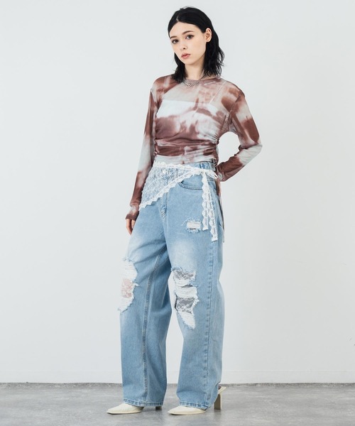 ANAP(アナップ)の「ニュアンス ペイント シアー トップス(Tシャツ/カットソー・レディース・ブラウン/グレー・FREE)」の19枚目の写真