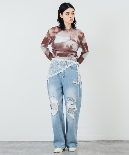 ANAP(アナップ)の「ニュアンス ペイント シアー トップス(Tシャツ/カットソー・レディース・ブラウン/グレー・FREE)」の8枚目の写真