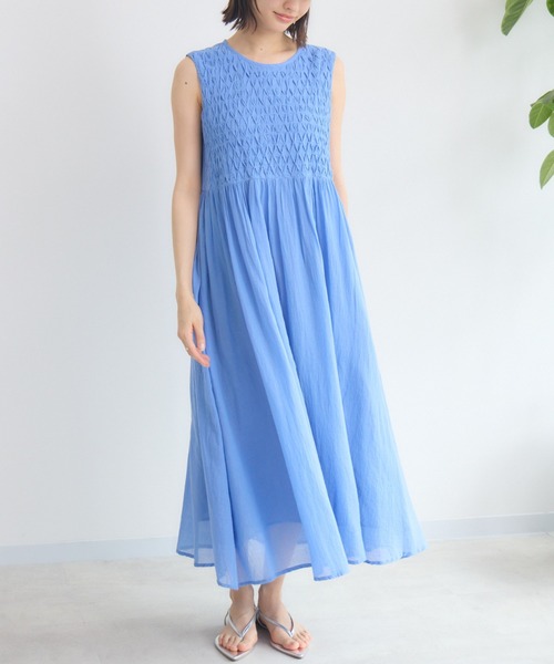 KATHARINE ROSS（キャサリンロス）の「【KATHARINE ROSS】スモッキングコットンワンピース（ワンピース・レディース・ブルー/ブラック/レッド・MEDIUM）」の3枚目の写真