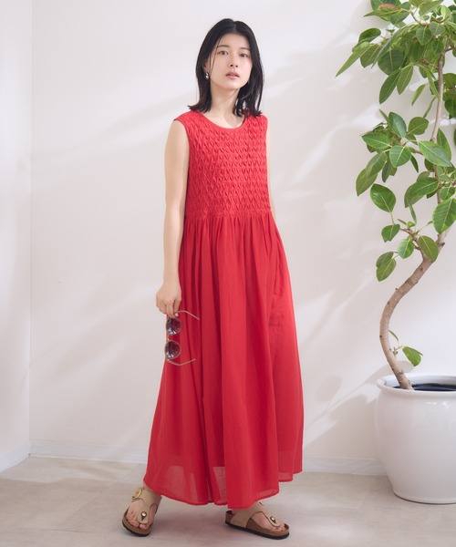 KATHARINE ROSS（キャサリンロス）の「【KATHARINE ROSS】スモッキングコットンワンピース（ワンピース・レディース・ブルー/ブラック/レッド・MEDIUM）」の8枚目の写真