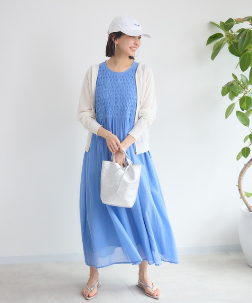 KATHARINE ROSS（キャサリンロス）の「【KATHARINE ROSS】スモッキングコットンワンピース（ワンピース・レディース・ブルー/ブラック/レッド・MEDIUM）」の14枚目の写真