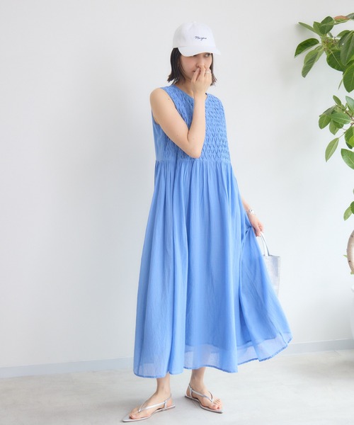 KATHARINE ROSS（キャサリンロス）の「【KATHARINE ROSS】スモッキングコットンワンピース（ワンピース・レディース・ブルー/ブラック/レッド・MEDIUM）」の18枚目の写真