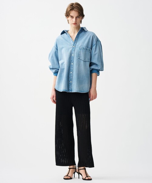 uncrave(アンクレイヴ)の「シースルーケーブルニット パンツ(その他パンツ・レディース・ブラック系/ダークグリーン系/ホワイト系/ブラウン系・F)」の2枚目の写真