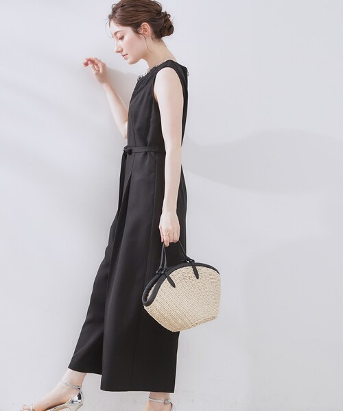 couture brooch(クチュールブローチ)の「【一枚で着映える】レース切替デザインオールインワン(サロペット/オーバーオール・レディース・ブラック/ナチュラル・38/40/42)」の7枚目の写真