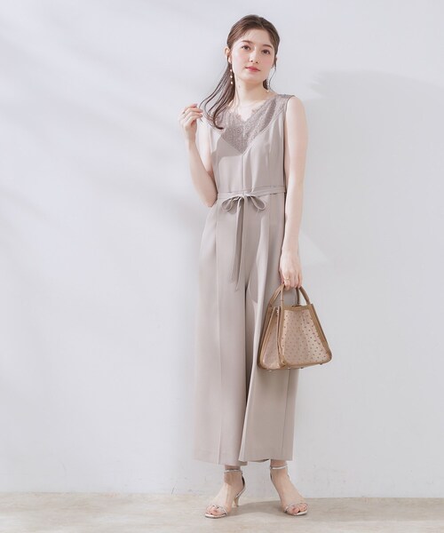 couture brooch(クチュールブローチ)の「【一枚で着映える】レース切替デザインオールインワン(サロペット/オーバーオール・レディース・ブラック/ナチュラル・38/40/42)」の18枚目の写真