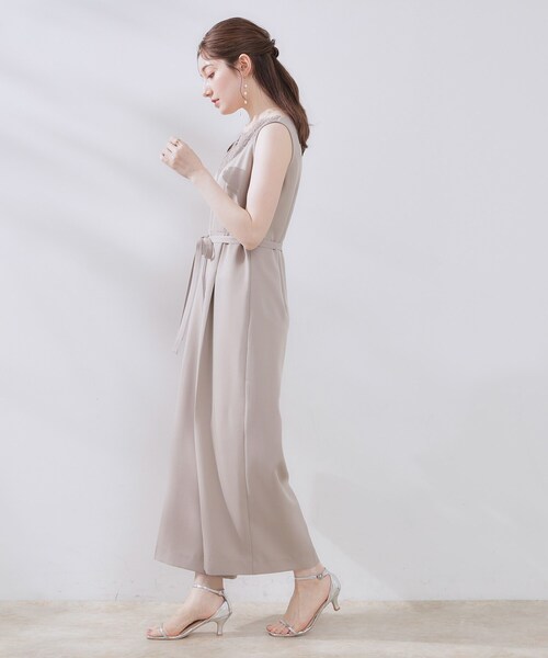 couture brooch(クチュールブローチ)の「【一枚で着映える】レース切替デザインオールインワン(サロペット/オーバーオール・レディース・ブラック/ナチュラル・38/40/42)」の19枚目の写真