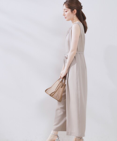 couture brooch(クチュールブローチ)の「【一枚で着映える】レース切替デザインオールインワン(サロペット/オーバーオール・レディース・ブラック/ナチュラル・38/40/42)」の21枚目の写真