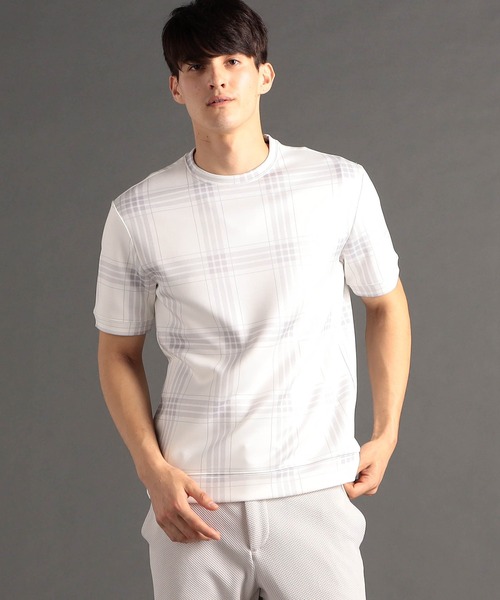 MONSIEUR NICOLE（ムッシュニコル）の「【canal deux Luxe】チェック柄 ダンボールニットTシャツ（Tシャツ/カットソー・メンズ・チャコールグレー/ブラック/ホワイト・LARGE/X-LARGE/MEDIUM）」の2枚目の写真