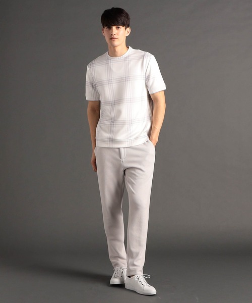 MONSIEUR NICOLE（ムッシュニコル）の「【canal deux Luxe】チェック柄 ダンボールニットTシャツ（Tシャツ/カットソー・メンズ・チャコールグレー/ブラック/ホワイト・LARGE/X-LARGE/MEDIUM）」の4枚目の写真