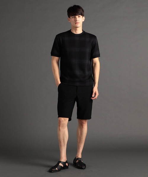 MONSIEUR NICOLE（ムッシュニコル）の「【canal deux Luxe】チェック柄 ダンボールニットTシャツ（Tシャツ/カットソー・メンズ・チャコールグレー/ブラック/ホワイト・LARGE/X-LARGE/MEDIUM）」の6枚目の写真