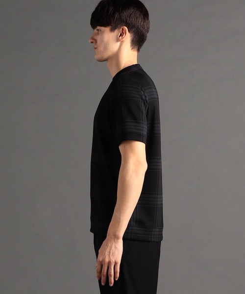 MONSIEUR NICOLE（ムッシュニコル）の「【canal deux Luxe】チェック柄 ダンボールニットTシャツ（Tシャツ/カットソー・メンズ・チャコールグレー/ブラック/ホワイト・LARGE/X-LARGE/MEDIUM）」の7枚目の写真