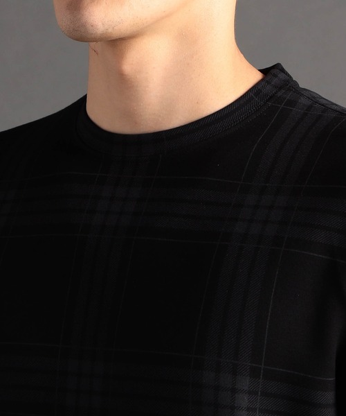 MONSIEUR NICOLE（ムッシュニコル）の「【canal deux Luxe】チェック柄 ダンボールニットTシャツ（Tシャツ/カットソー・メンズ・チャコールグレー/ブラック/ホワイト・LARGE/X-LARGE/MEDIUM）」の9枚目の写真