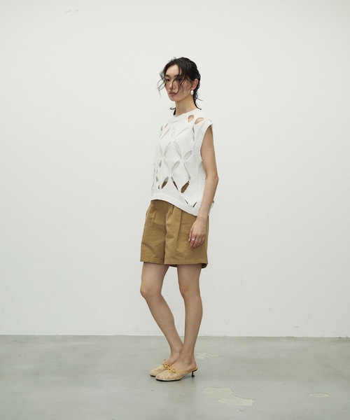 Lutim by u(ルチバイユー)の「Flower Embroidery Ribbon Mesh Mules/フラワー刺繍リボンメッシュミュール(サンダル・レディース・クリーム/ホワイト・37/39)」の10枚目の写真