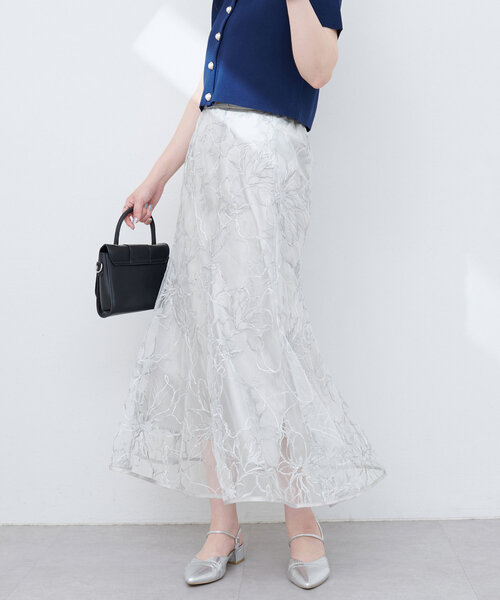 natural couture（ナチュラルクチュール）の「チュール刺繍切替スカート（スカート・レディース・アイボリー/グレイッシュベージュ/ピンク・FREE）」の11枚目の写真