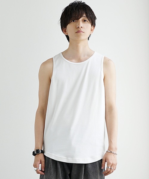 MinoriTY（マイノリティ）の「【MinoriTY】プレミアムコットンインナー専用タンクトップ メンズ ラウンドレギュラー（タンクトップ・メンズ・ホワイト/ブラック・L/M/S）」の3枚目の写真
