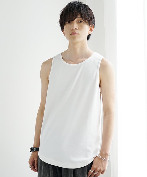 MinoriTY（マイノリティ）の「【MinoriTY】プレミアムコットンインナー専用タンクトップ メンズ ラウンドレギュラー（タンクトップ・メンズ・ホワイト/ブラック・L/M/S）」の4枚目の写真