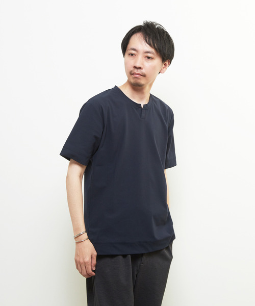 MEN'S MELROSE(メンズメルローズ)の「ダイヤモンドメッシュ半袖キーネックTシャツ(Tシャツ/カットソー・メンズ・ネイビー/ブラック/ホワイト・3/4/2)」の3枚目の写真