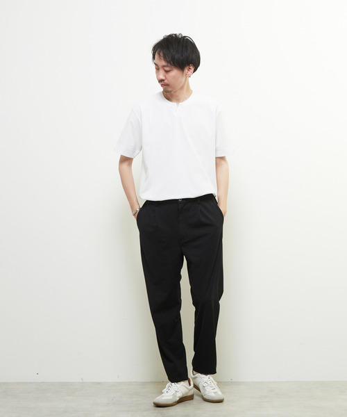 MEN'S MELROSE(メンズメルローズ)の「ダイヤモンドメッシュ半袖キーネックTシャツ(Tシャツ/カットソー・メンズ・ネイビー/ブラック/ホワイト・3/4/2)」の14枚目の写真