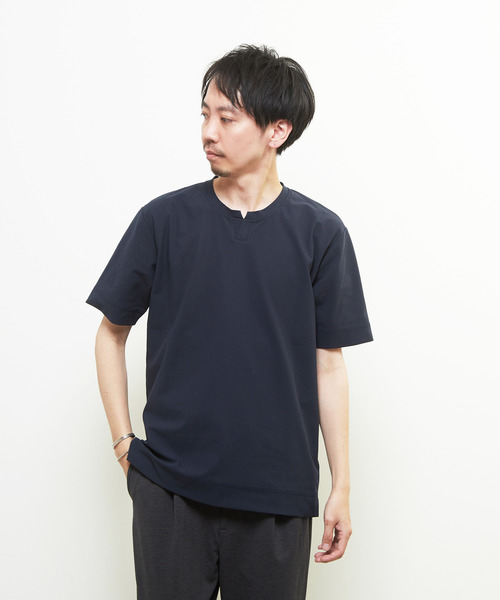 MEN'S MELROSE(メンズメルローズ)の「ダイヤモンドメッシュ半袖キーネックTシャツ(Tシャツ/カットソー・メンズ・ネイビー/ブラック/ホワイト・3/4/2)」の19枚目の写真