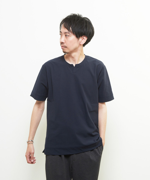 MEN'S MELROSE(メンズメルローズ)の「ダイヤモンドメッシュ半袖キーネックTシャツ(Tシャツ/カットソー・メンズ・ネイビー/ブラック/ホワイト・3/4/2)」の20枚目の写真