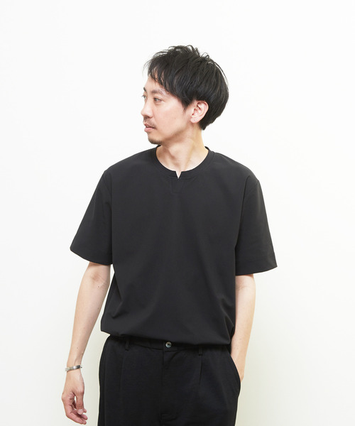 MEN'S MELROSE(メンズメルローズ)の「ダイヤモンドメッシュ半袖キーネックTシャツ(Tシャツ/カットソー・メンズ・ネイビー/ブラック/ホワイト・3/4/2)」の4枚目の写真