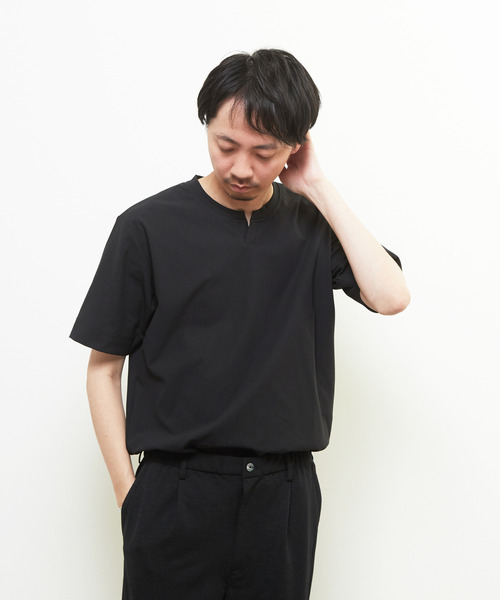 MEN'S MELROSE(メンズメルローズ)の「ダイヤモンドメッシュ半袖キーネックTシャツ(Tシャツ/カットソー・メンズ・ネイビー/ブラック/ホワイト・3/4/2)」の5枚目の写真