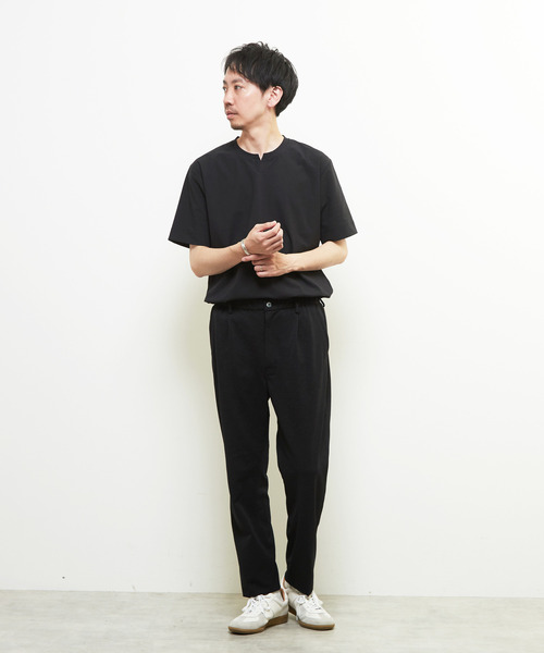 MEN'S MELROSE(メンズメルローズ)の「ダイヤモンドメッシュ半袖キーネックTシャツ(Tシャツ/カットソー・メンズ・ネイビー/ブラック/ホワイト・3/4/2)」の8枚目の写真