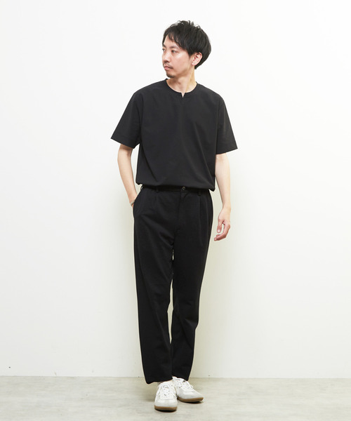 MEN'S MELROSE(メンズメルローズ)の「ダイヤモンドメッシュ半袖キーネックTシャツ(Tシャツ/カットソー・メンズ・ネイビー/ブラック/ホワイト・3/4/2)」の15枚目の写真