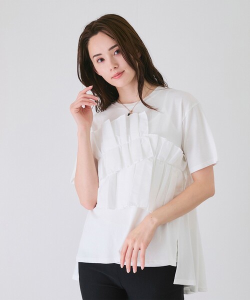 Jayro(ジャイロ)の「デコフリルTシャツ(Tシャツ/カットソー・レディース・ブラック/ホワイト・M)」の1枚目の写真