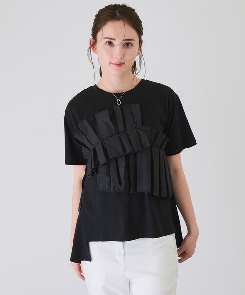 Jayro(ジャイロ)の「デコフリルTシャツ(Tシャツ/カットソー・レディース・ブラック/ホワイト・M)」の3枚目の写真