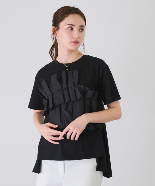 Jayro(ジャイロ)の「デコフリルTシャツ(Tシャツ/カットソー・レディース・ブラック/ホワイト・M)」の4枚目の写真