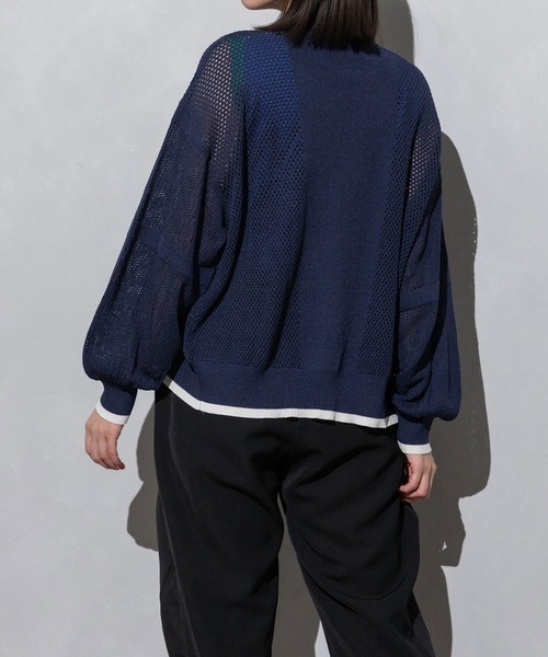 MARECHAL TERRE（マルシャルテル）の「ニットメッシュブルゾン（ブルゾン・レディース・ネイビー/ホワイト/ライトグレー/ブラック・MEDIUM）」の6枚目の写真
