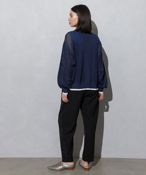 MARECHAL TERRE（マルシャルテル）の「ニットメッシュブルゾン（ブルゾン・レディース・ネイビー/ホワイト/ライトグレー/ブラック・MEDIUM）」の7枚目の写真